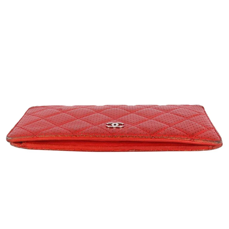 Perforated Lambskin Leather Wallet