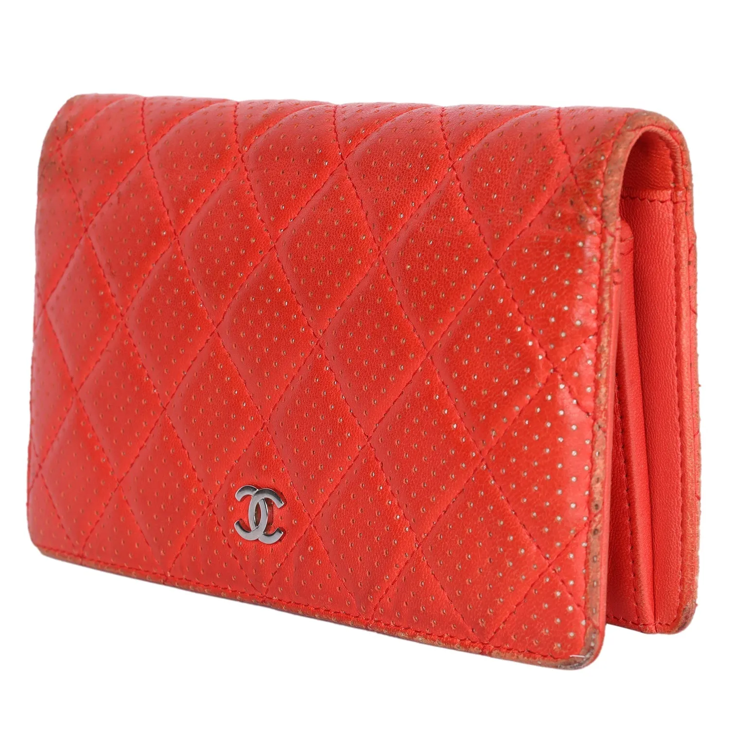 Perforated Lambskin Leather Wallet