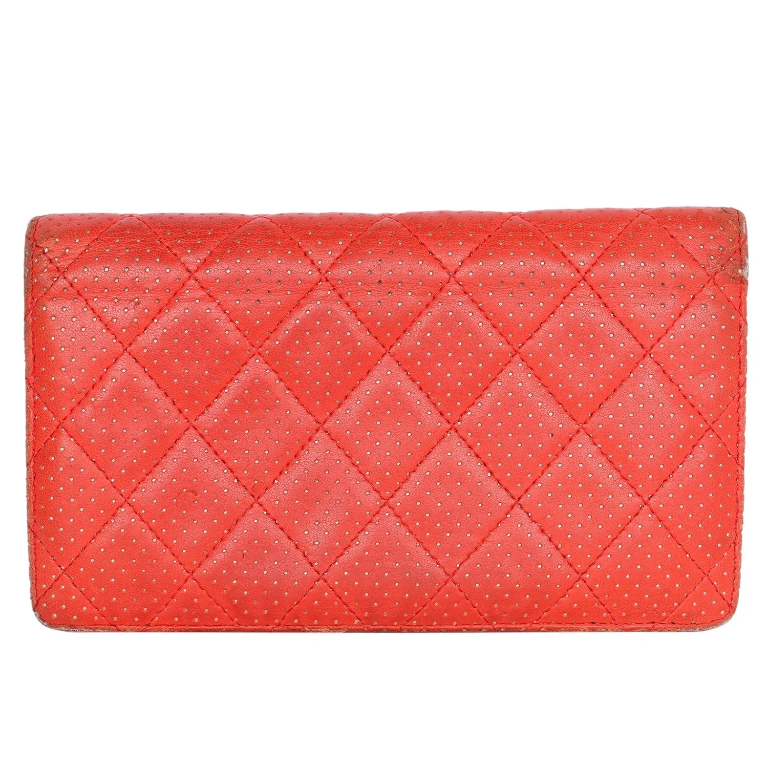 Perforated Lambskin Leather Wallet