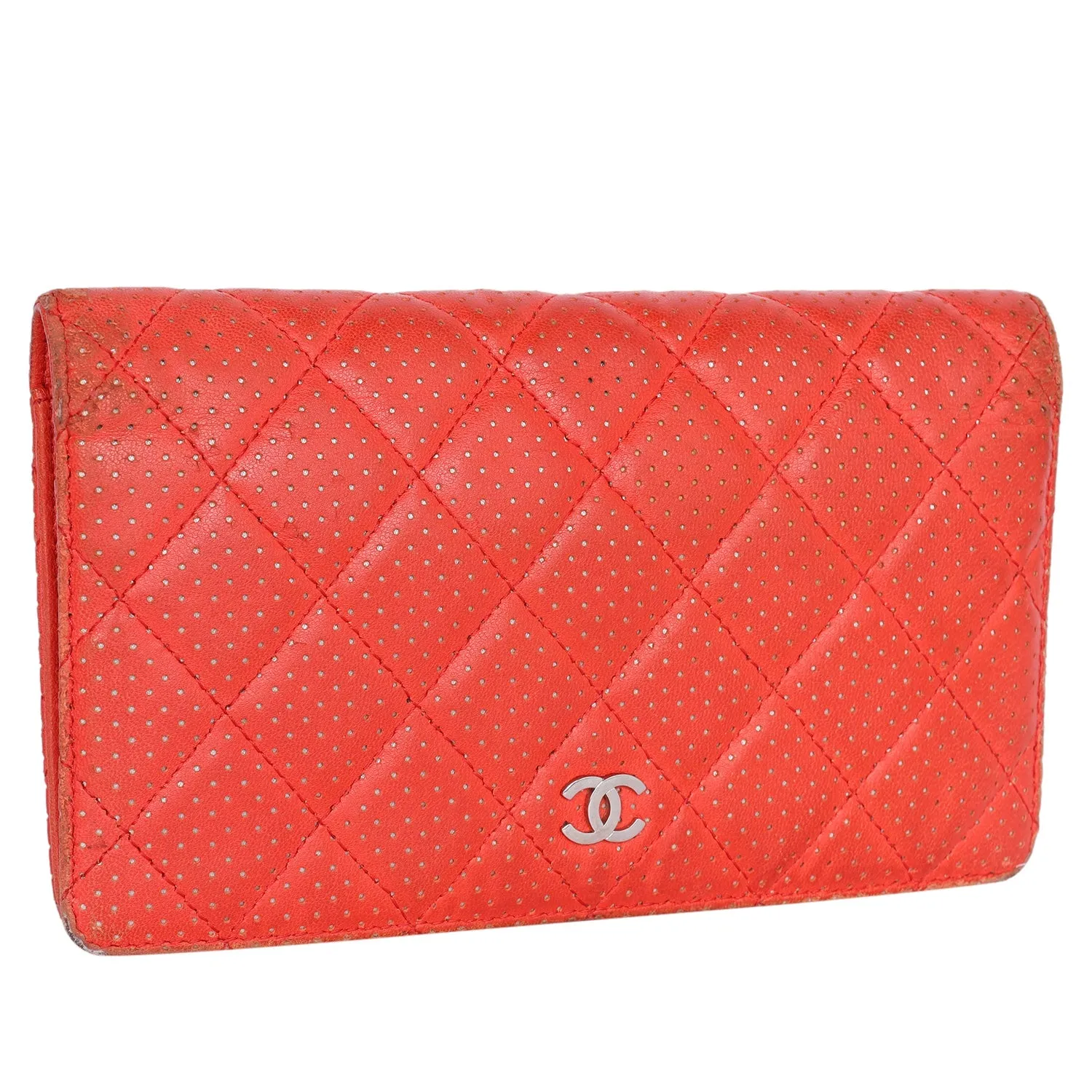Perforated Lambskin Leather Wallet