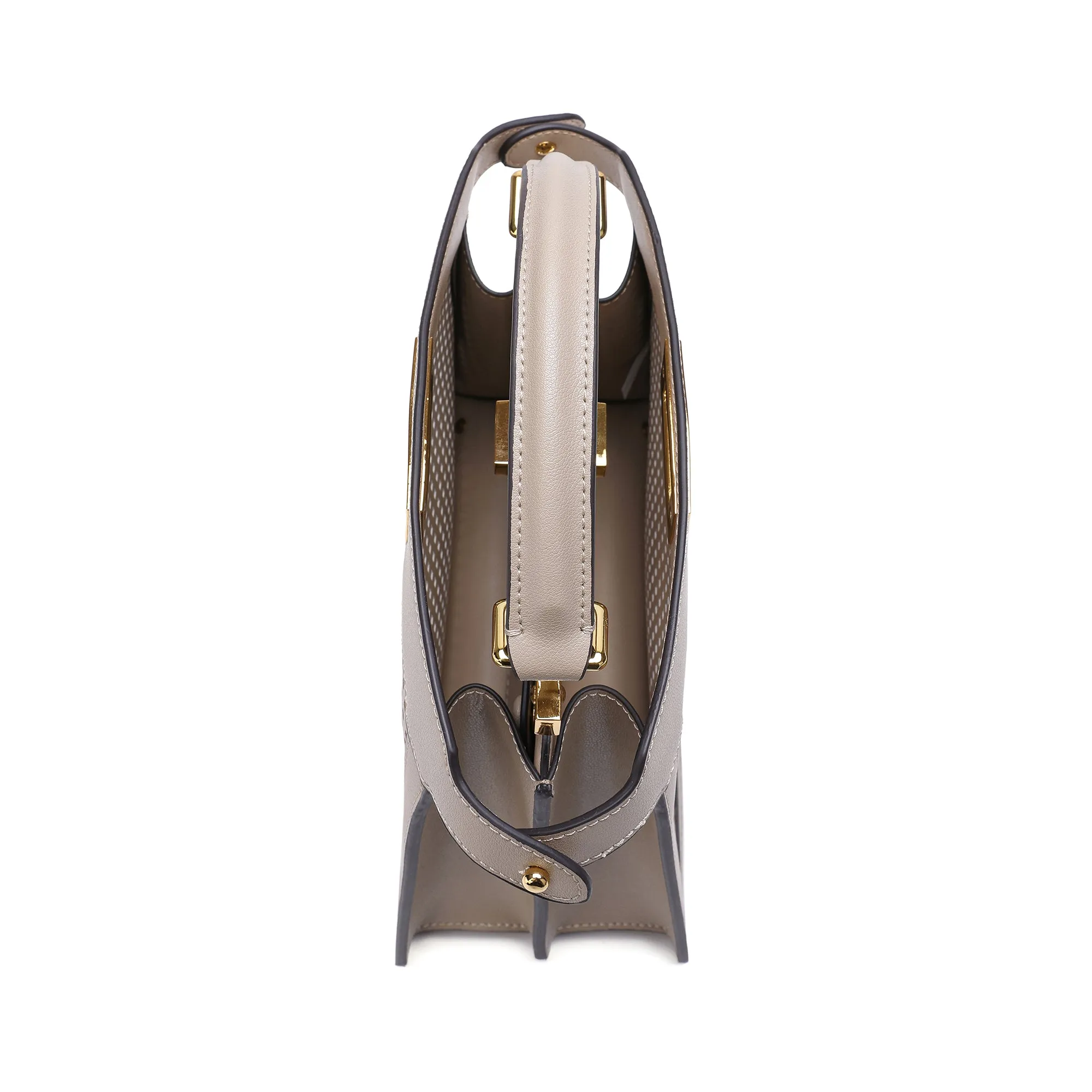 Perforated Smooth Leather Top-Handle Bag