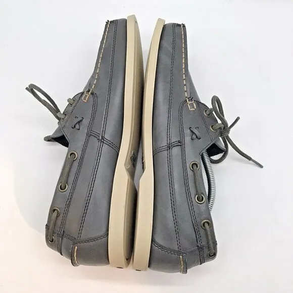 POLO Ralph Lauren Barx Boat Shoes Men's 8.5D Gray Leather Lace Up Low Deck Shoes