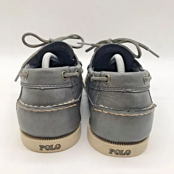 POLO Ralph Lauren Barx Boat Shoes Men's 8.5D Gray Leather Lace Up Low Deck Shoes