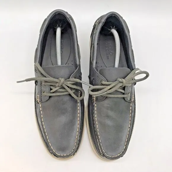 POLO Ralph Lauren Barx Boat Shoes Men's 8.5D Gray Leather Lace Up Low Deck Shoes