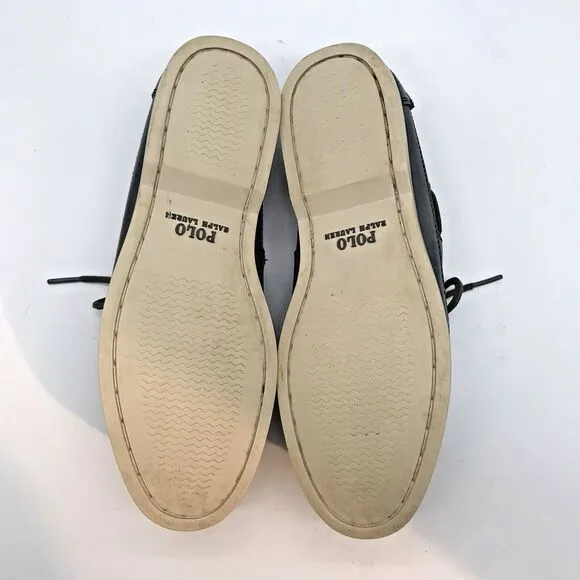 POLO Ralph Lauren Barx Boat Shoes Men's 8.5D Gray Leather Lace Up Low Deck Shoes