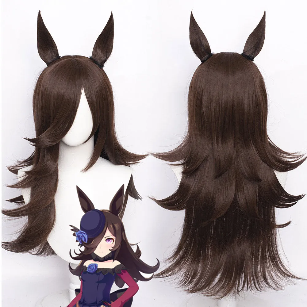 Pretty Derby Rice Shower Cosplay Wig Heat Resistant Synthetic Hair Carnival Halloween Party Props