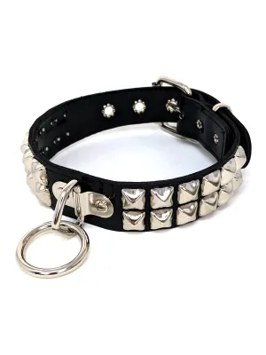 Pyramid Studded Leather Collar
