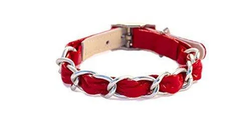 Robin Meyer Crinkle Patent Leather Chain Dog Collar