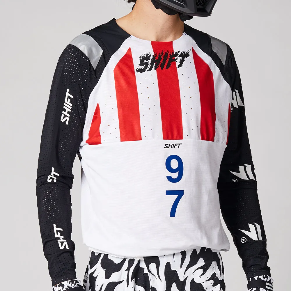 SHIFT BLUE LABEL FLAME JERSEY [WHITE/BLACK]