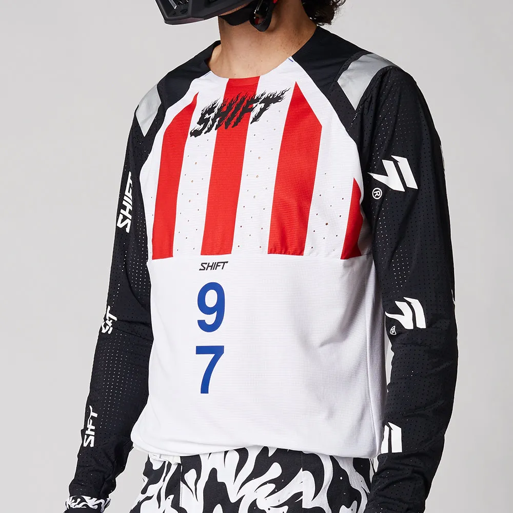SHIFT BLUE LABEL FLAME JERSEY [WHITE/BLACK]