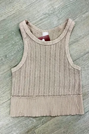 Simply Niki Vintage Cable Highneck Crop - One Size