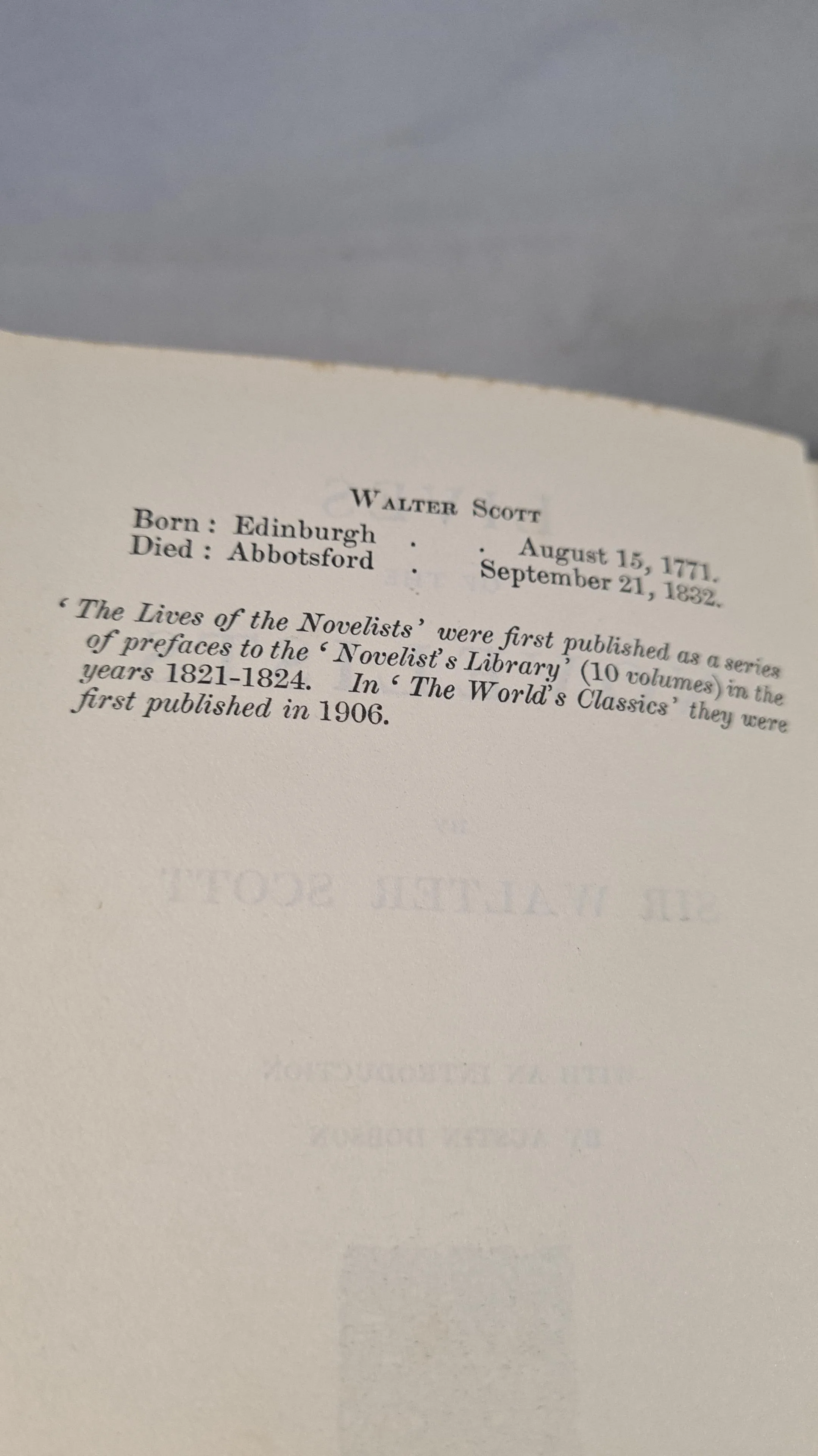 Sir Walter Scott - Lives of The Novelists, Oxford University Press