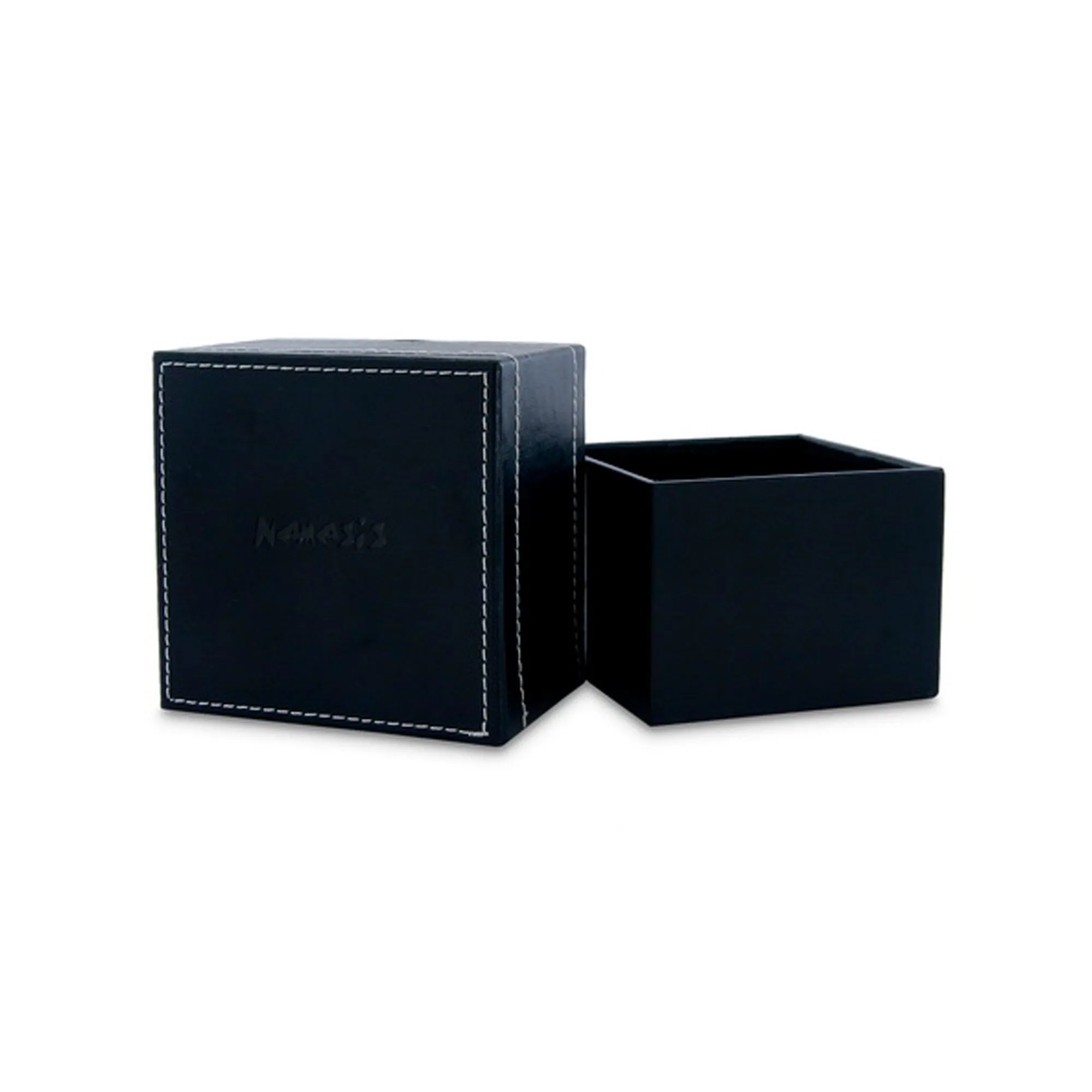 Skull Black Sapphire Watch with Perforated Black Leather Cuff