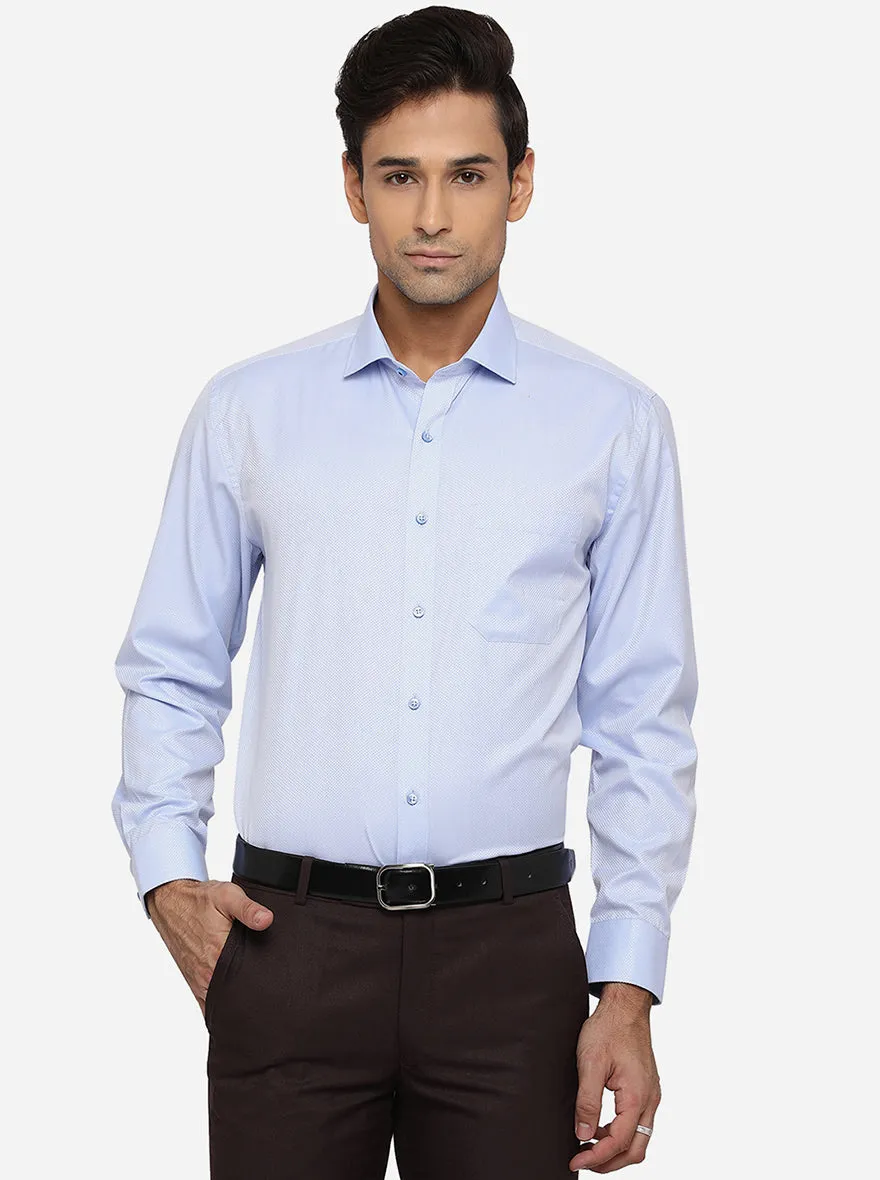 Sky Blue Dobby Regular Fit Formal Shirt | Greenfibre