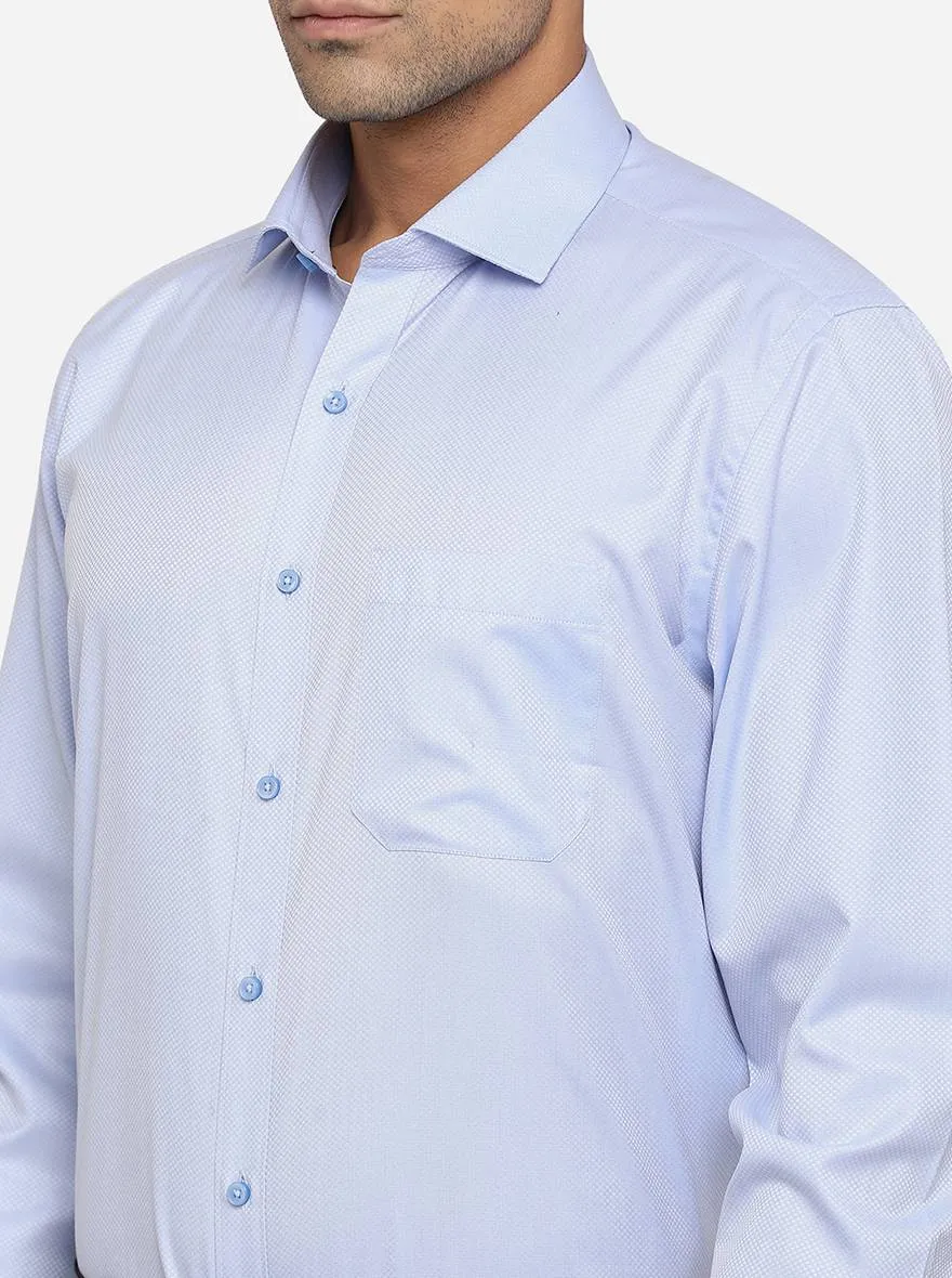 Sky Blue Dobby Regular Fit Formal Shirt | Greenfibre