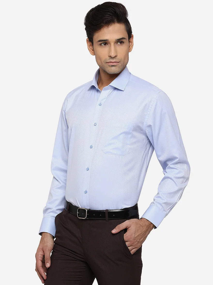 Sky Blue Dobby Regular Fit Formal Shirt | Greenfibre