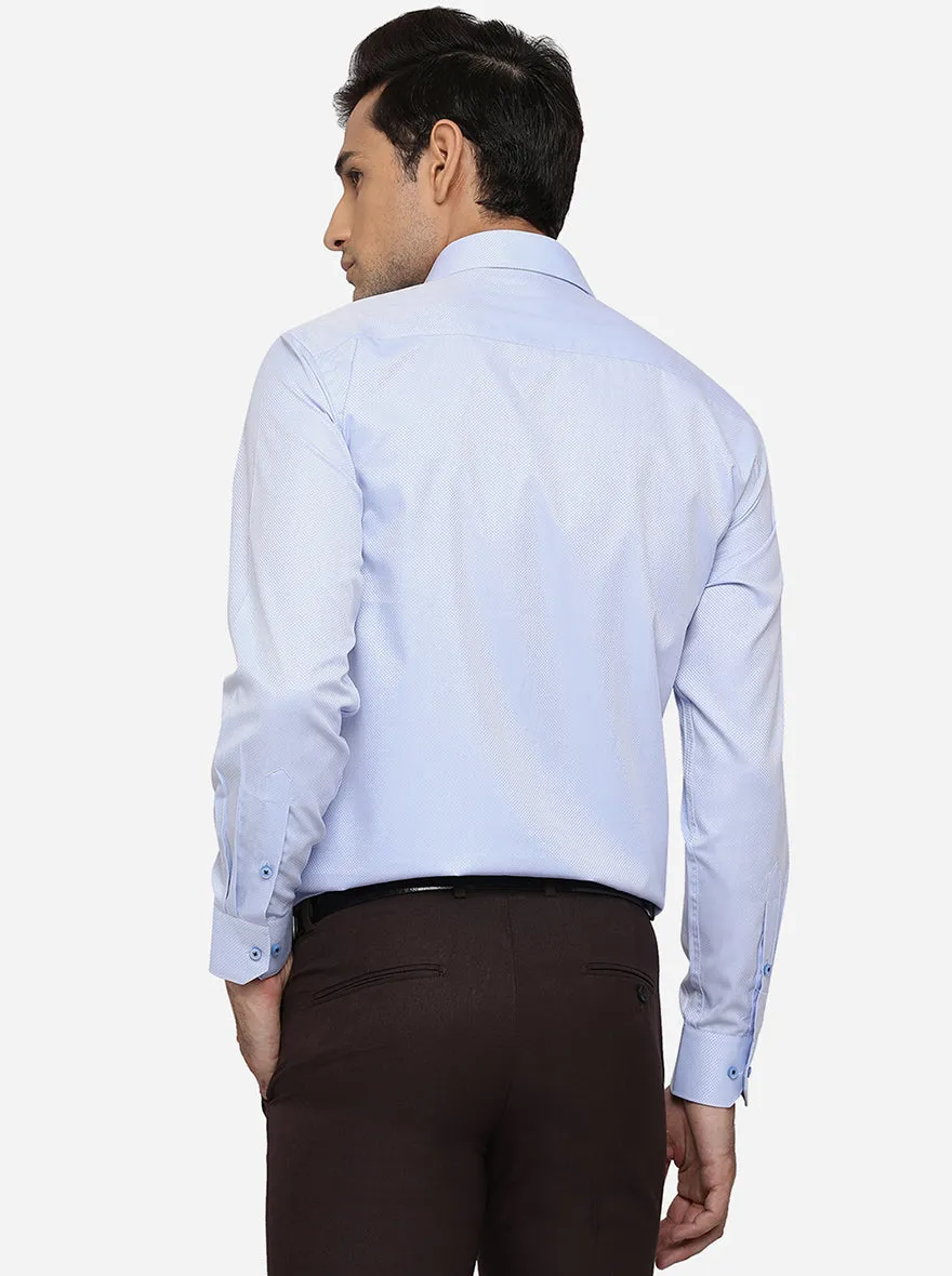 Sky Blue Dobby Regular Fit Formal Shirt | Greenfibre