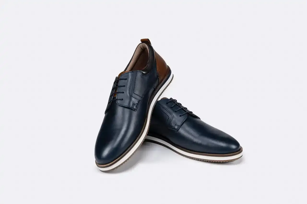 Sloane Shoes Mens Brandon Casual Trainers Navy/Cognac