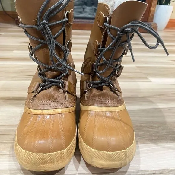 Sorel Manitou Leather and Wool Blend Inserts Winter Duck Boots Men’s 6