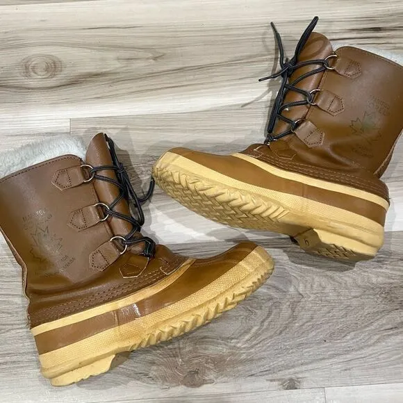 Sorel Manitou Leather and Wool Blend Inserts Winter Duck Boots Men’s 6
