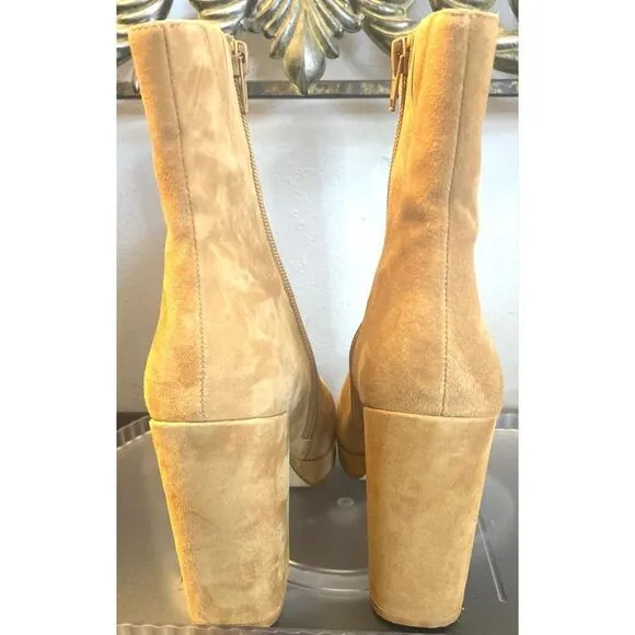 Steve Madden Main Tan Suede Ankle Platform Boots Women’s Shoes Size 8.5 Medium