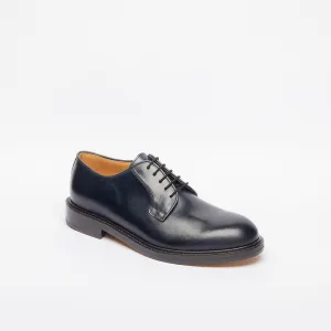 Stringata derby Borghini 471 in pelle spazzolata blu