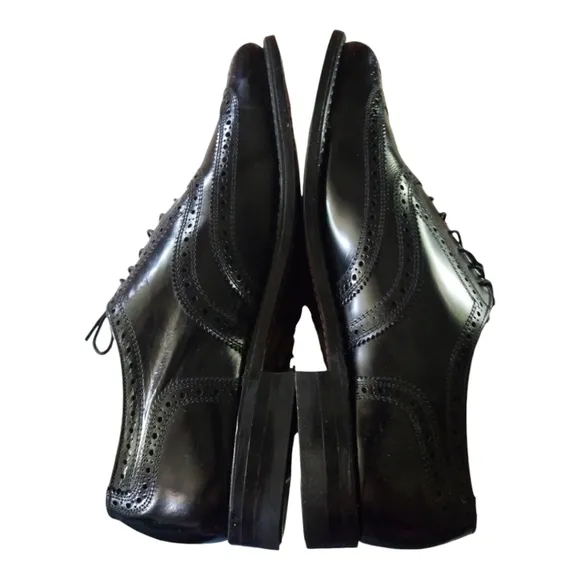 Stuart McGuire Classic Wing Tip Shoe Black Leather Oxford Size 10D