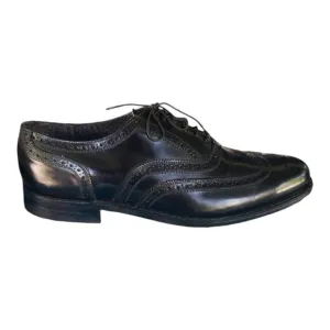 Stuart McGuire Classic Wing Tip Shoe Black Leather Oxford Size 10D