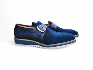 Suede Buckle Monk Strap Shoe