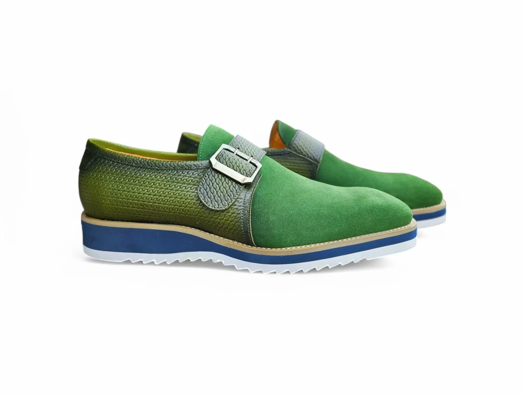 Suede Buckle Monk Strap Shoe