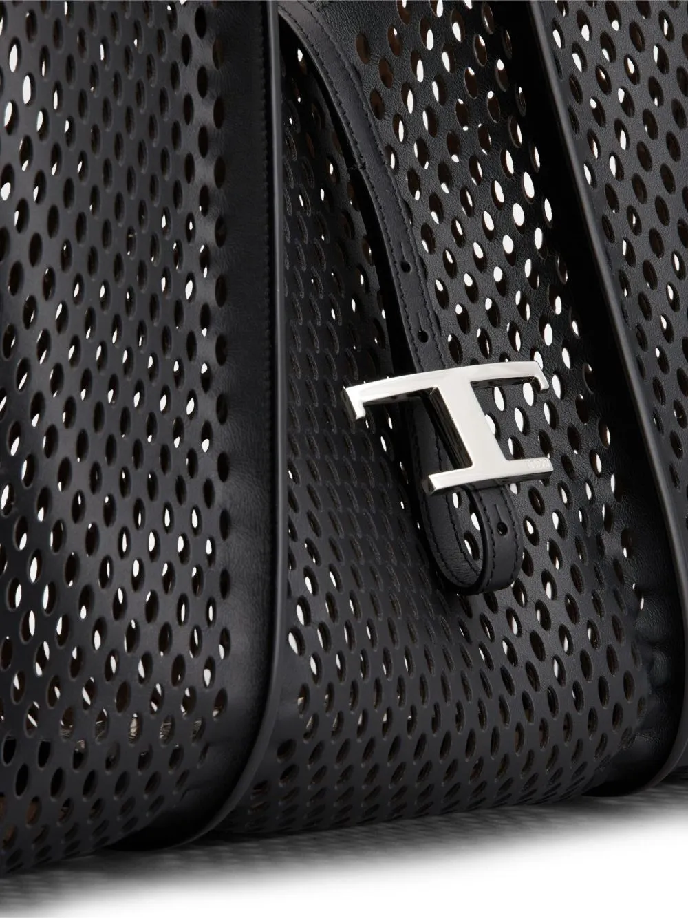 T timeless perforated leather medium tote