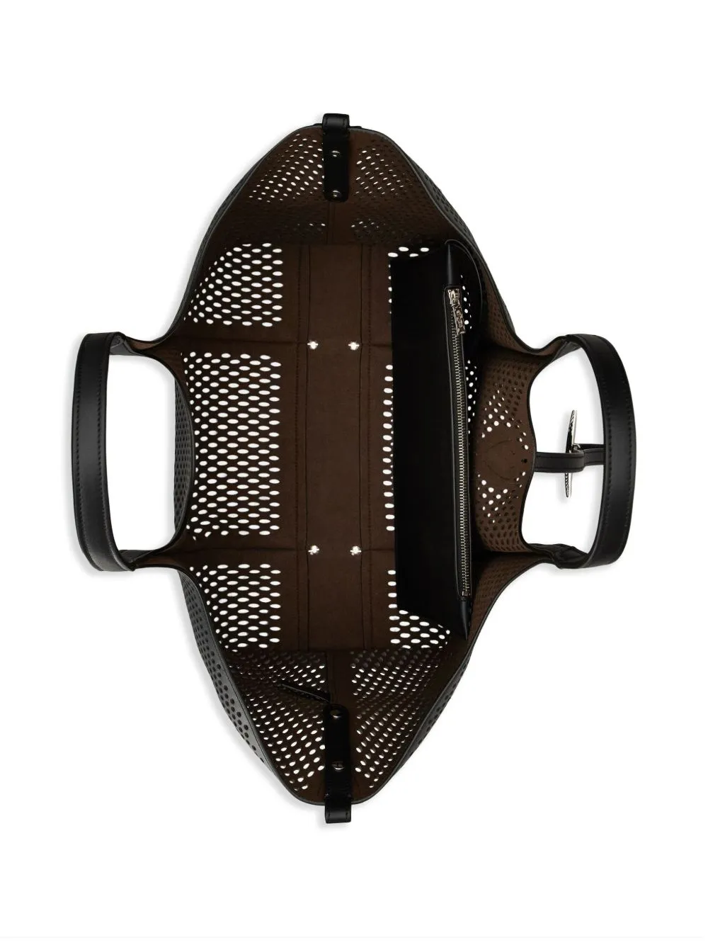 T timeless perforated leather medium tote