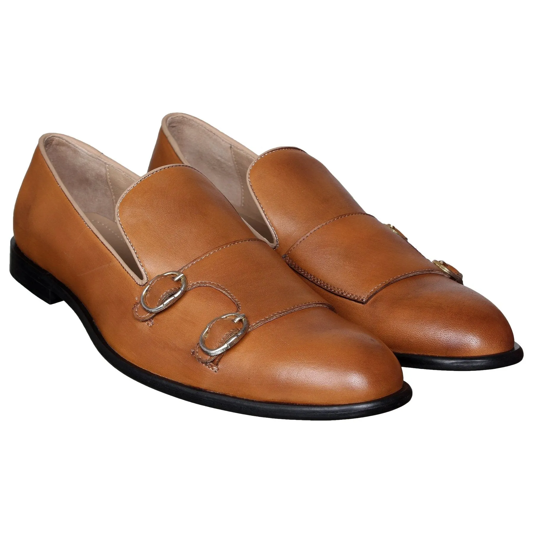Tan Monk Strap Slipons For Men-JonasParamount