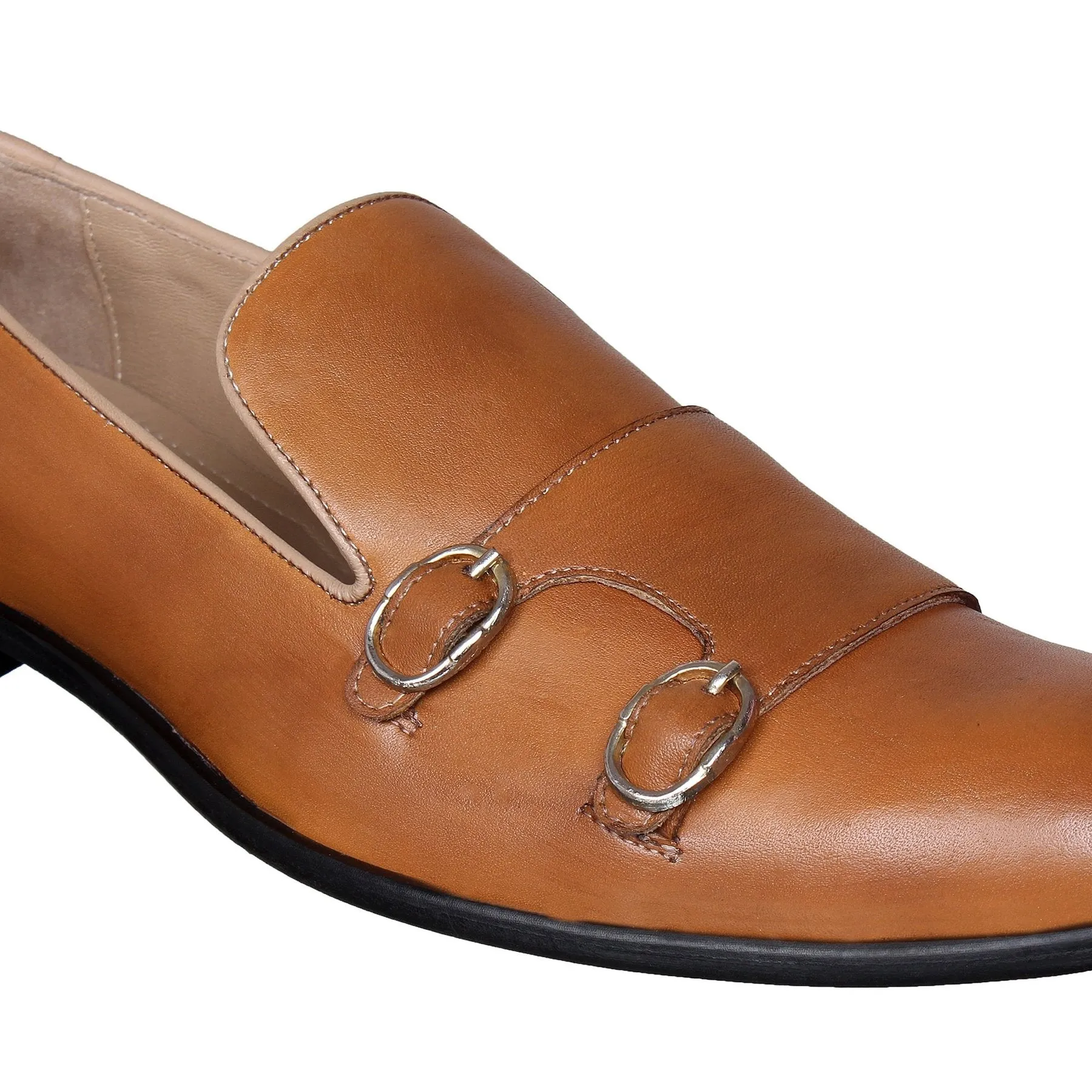 Tan Monk Strap Slipons For Men-JonasParamount