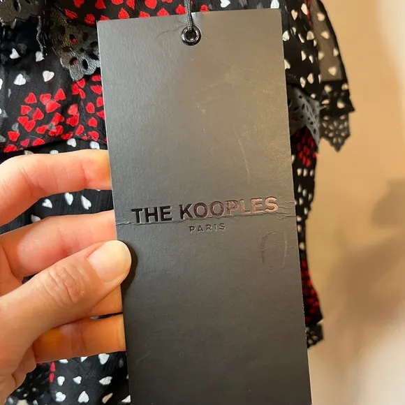 The Kooples Heart Skirt Size 2 XS Small Black Red Asymmetrical Valentines Day S