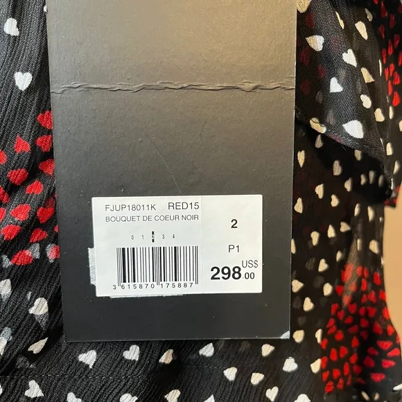 The Kooples Heart Skirt Size 2 XS Small Black Red Asymmetrical Valentines Day S