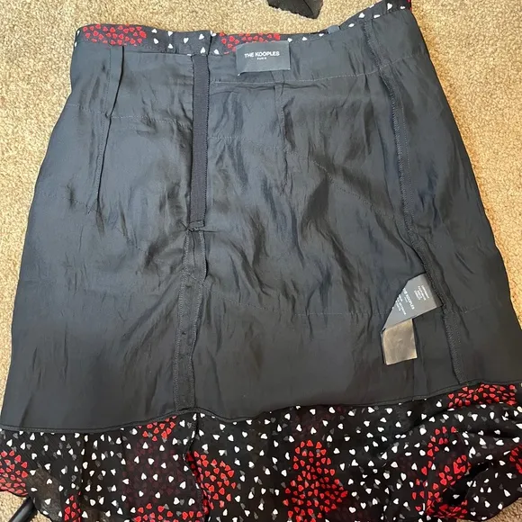 The Kooples Heart Skirt Size 2 XS Small Black Red Asymmetrical Valentines Day S