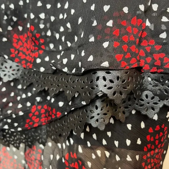 The Kooples Heart Skirt Size 2 XS Small Black Red Asymmetrical Valentines Day S