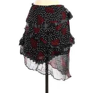 The Kooples Heart Skirt Size 2 XS Small Black Red Asymmetrical Valentines Day S