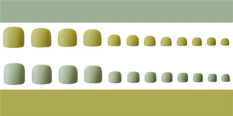 Toe nail Green Yellow matte