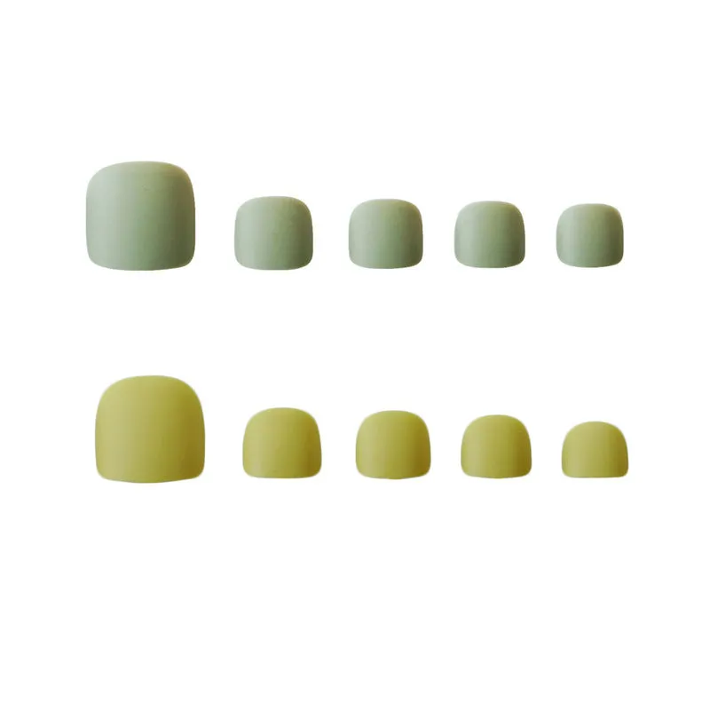Toe nail Green Yellow matte