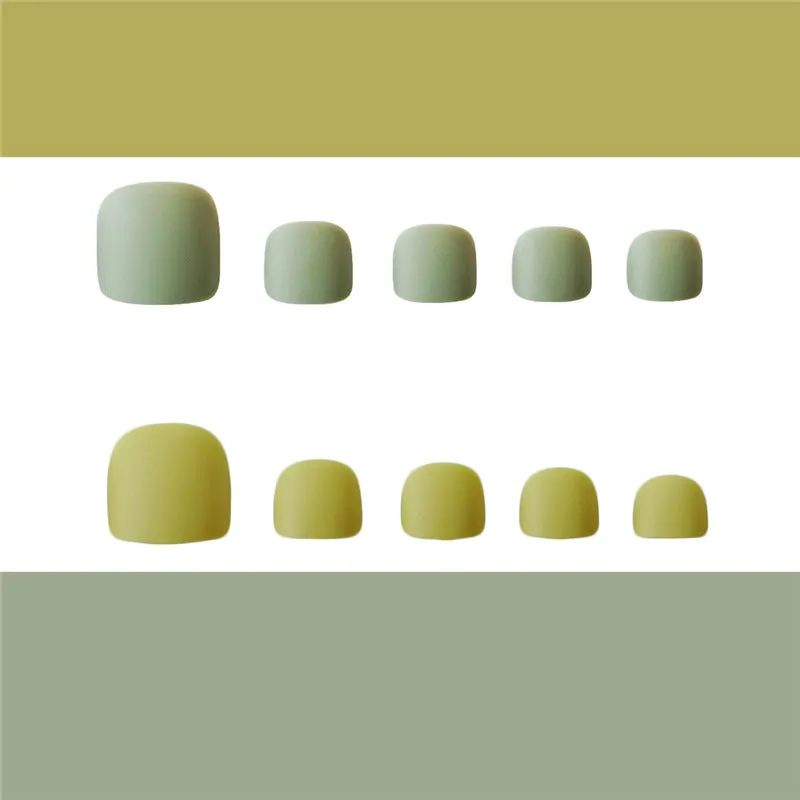 Toe nail Green Yellow matte