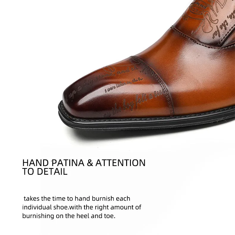 Top Layer Cowhide Men's Leather Shoes Business Formal Wear Leather Shoes Men's Genuine Leather England Style Buckle Monk Monk Shoes Carved Cowhide Men's Shoes89812