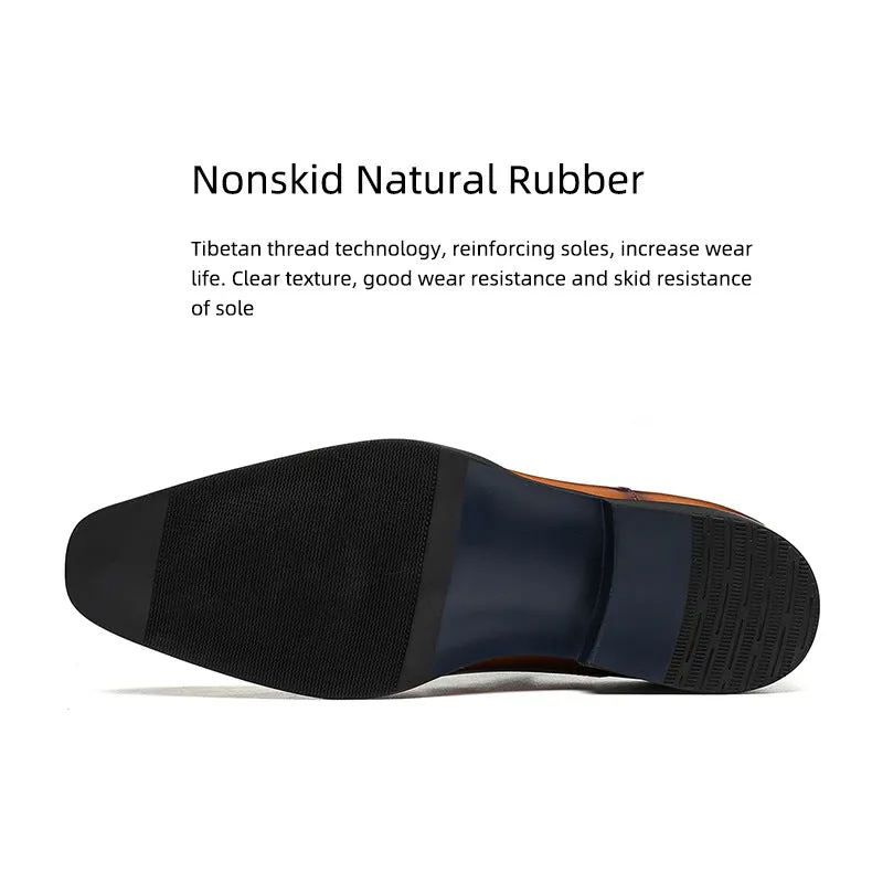 Top Layer Cowhide Men's Leather Shoes Business Formal Wear Leather Shoes Men's Genuine Leather England Style Buckle Monk Monk Shoes Carved Cowhide Men's Shoes89812
