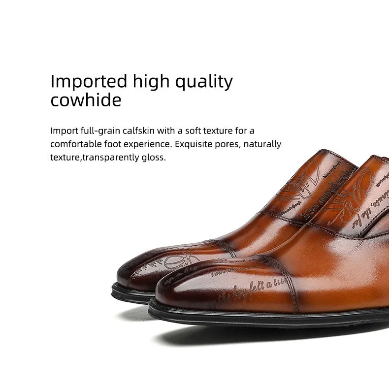 Top Layer Cowhide Men's Leather Shoes Business Formal Wear Leather Shoes Men's Genuine Leather England Style Buckle Monk Monk Shoes Carved Cowhide Men's Shoes89812