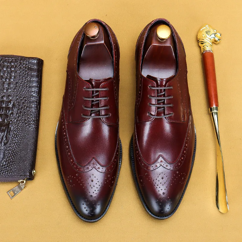 Top Layer Cowhide Men's Leather Shoes Formal Suit Wedding Shoes Men's Carving Brogue Cowhide Men's Business Leather Shoes25828