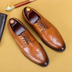 Top Layer Cowhide Men's Leather Shoes Formal Suit Wedding Shoes Men's Carving Brogue Cowhide Men's Business Leather Shoes25828