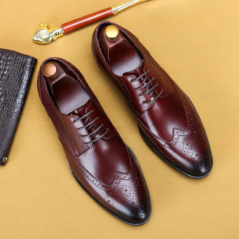 Top Layer Cowhide Men's Leather Shoes Formal Suit Wedding Shoes Men's Carving Brogue Cowhide Men's Business Leather Shoes25828