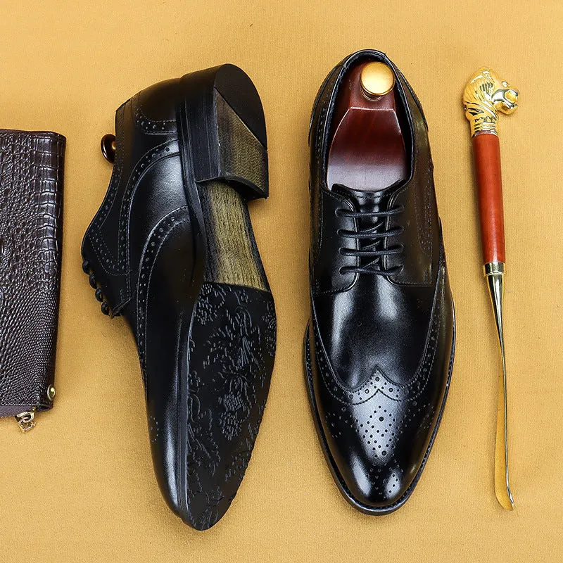 Top Layer Cowhide Men's Leather Shoes Formal Suit Wedding Shoes Men's Carving Brogue Cowhide Men's Business Leather Shoes25828