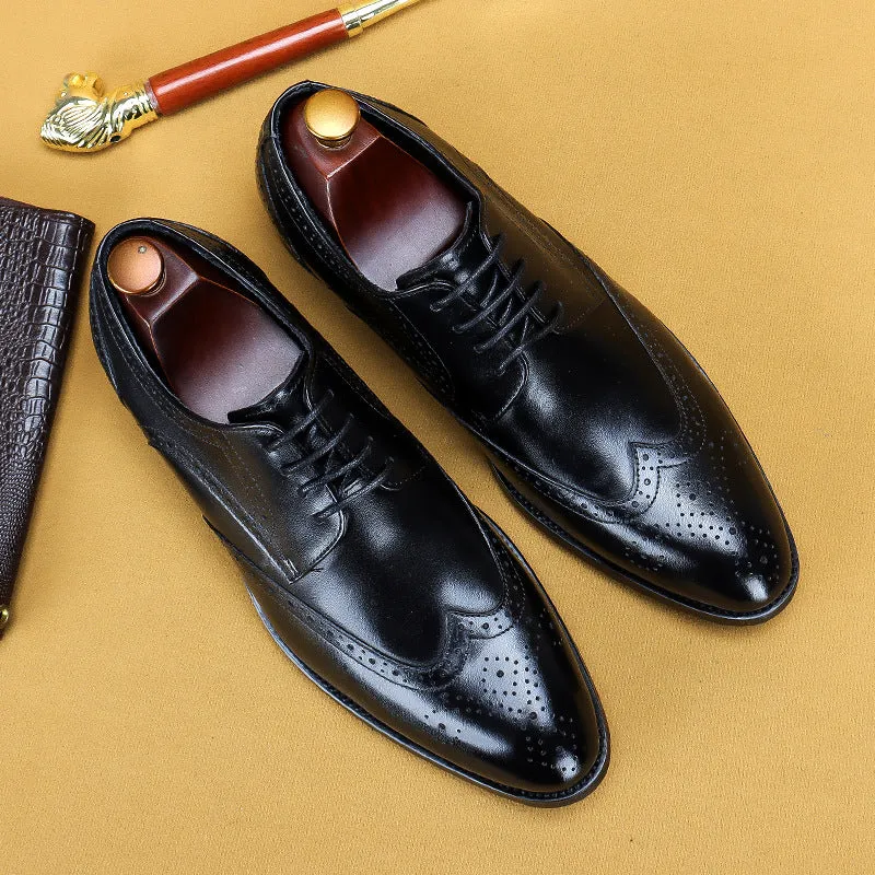Top Layer Cowhide Men's Leather Shoes Formal Suit Wedding Shoes Men's Carving Brogue Cowhide Men's Business Leather Shoes25828